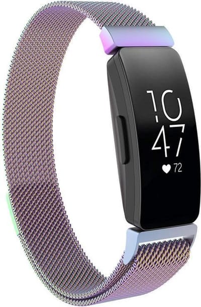 KELERINO. Milanees bandje geschikt voor Fitbit Inspire (HR) - Regenboog - Large