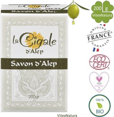 Traditionele Aleppo zeep 200g La Cigale natuurlijk sterk antibacterieel, antiviraal en schimmeldodende zeep.