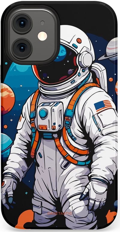 Casetastic Hoesje Geschikt voor Apple iPhone 12 Mini - Stijlvolle Beschermende Duo-layer Case - Astronaut in space