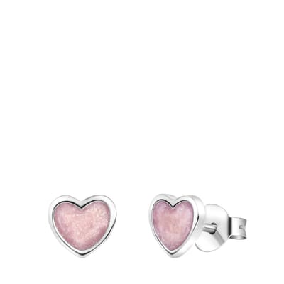 Lucardi Meisjes Oorknop - Hart - Cadeau - Echt Zilver - Zilverkleurig