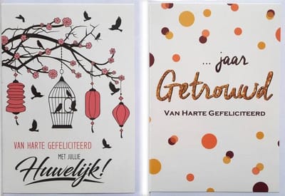 2 Wenskaarten - Getrouwd + …Jaar Getrouwd – 12 x 17 cm