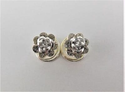 Curlies bloem met strass zilver.