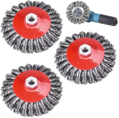 Draadborstels voor haakse slijper M14 - 125 mm set van 3 voor schuren en polijsten