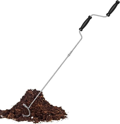 Compostbeluchter - Compostdraaier Tuin - Composthopen Beluchten - Robuust Roestvrij Staal - 112 cm Lengte - Zilver