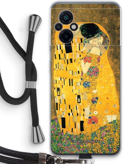 Case Company® - Hoesje met koord geschikt voor Xiaomi Poco M5 hoesje met Koord - Der Kuss - Telefoonhoesje met Zwart Koord - Bescherming aan alle Kanten en Over de Schermrand