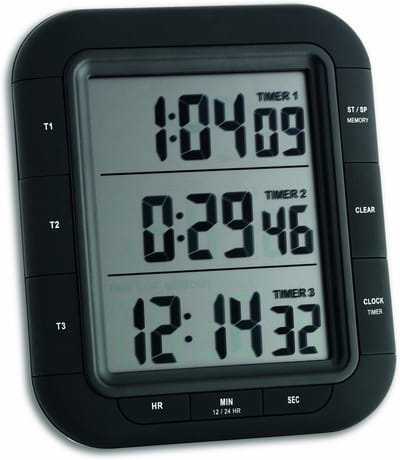 SnelShoppen - Elektronische Drievoudige Timer TRIPLE TIME XL - Digitale Stopwatch met 3 Displays - Nauwkeurige Telfunctie tot 1/100 Sec - Zwart - Idea