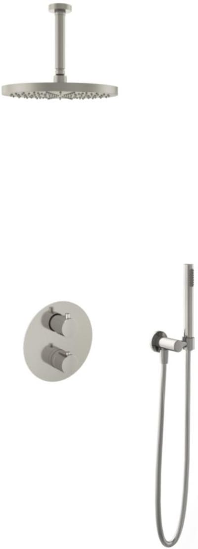 Hotbath Buddy - Inbouw Regendoucheset - Thermostatisch - Plafondbuis 15 cm - Hoofddouche 300 mm - Staafhanddouche - met 2-Weg Stop-Omstel - Waterbesparend - V02