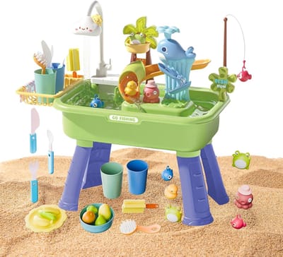 Watertafel Kinderen - Speelgootsteen Peuters - Buiten Spelen - Elektrische Kraan Wolk - 54x29x53 cm - Meerkleurig