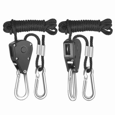 2 stuks Heavy Duty Verstelbare Ratel Touwen voor Kweeklampen en Planten - 150 lbs Draagvermogen