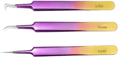 Pincet Set - Precisie Tangen - Fijn Handwerk - Gebogen Precisie Tips - 115-119mm - Zilver