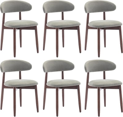COLAMY Houten eetkamerstoelen - set van 6 - Moderne met stof beklede keukenstoelen - Boerderij eetkamerstoel- groen