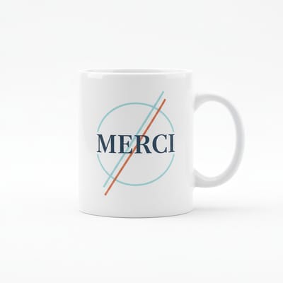 Merci Dankjewel Mok – Elegant Minimalistisch Frans Design Keramische Koffiemok – 330 ml