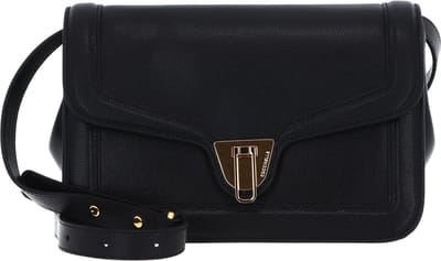 COCCINELLE Leren Schoudertas Marvin Twist Textured Handbag Noir Zwart