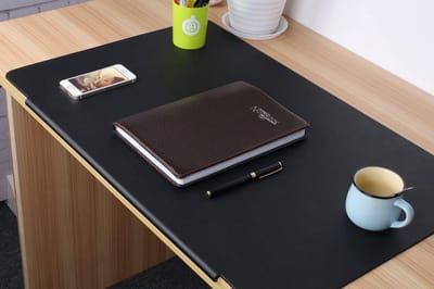 Bureauonderlegger Kunstleer - Bureaumat Deskpad - Thuiswerk Kantoor - Met Bevestigingslip - Groot Rechthoekig - Zwart