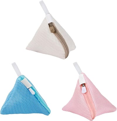 Mini-driehoek waszakken met ritssluiting - 3 stuks voor ondergoed, sokken en delicate was, ideaal voor thuis en op reis