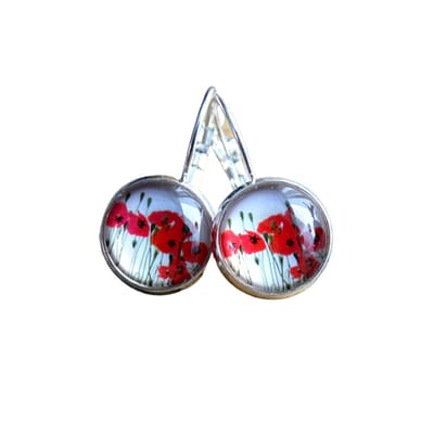 2 Love it Klaproos Veld – Oorbellen - Lengte: 3 cm - Diameter: 12 mm – Romantische Oorhangers met Bloemenmotief