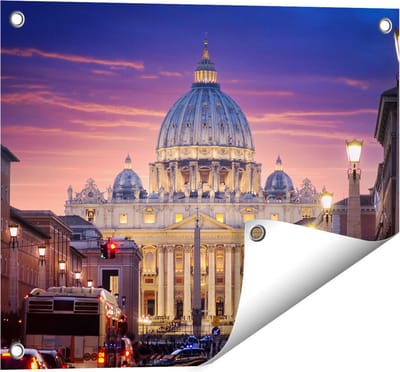 Gards Tuinposter Sint Pietersbasiliek in Rome, Itali� - 50x40 cm - Tuindoek - Tuindecoratie - Wanddecoratie buiten - Tuinschilderij