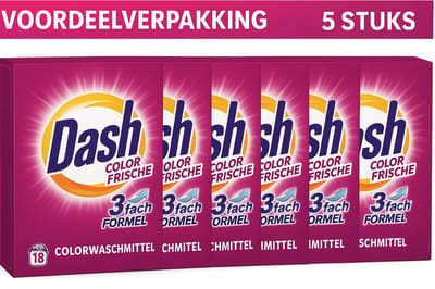 Dash - Wasmiddel - Voordeelverpakking Waspoeder - Color Frische - 5stuks - 5x18wb/1,17kg