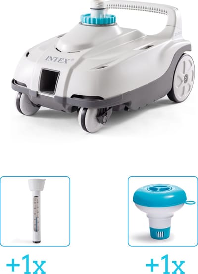 Zwembadonderhoud - Intex Zwembad stofzuiger ZX100 - Automatisch - 28006 inclusief Thermometer en Chloordrijver - 3-delig - Geschikt voor alle type zwembaden - Zwembadstofzuiger