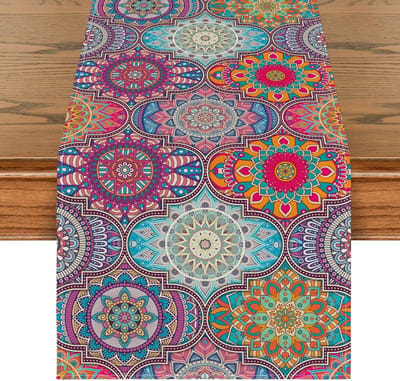 Mode Tafelloper Boho Vintage Marokkaanse Geometrie Mandala Tafelloper, seizoensgebonden interieurdecoratie kerstfeest 40x100 cm