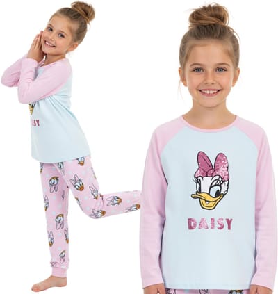 DISNEY Daisy TWEE-DELIGE pyjama voor meisjes, WARME POLAR pyjama met lange mouwen