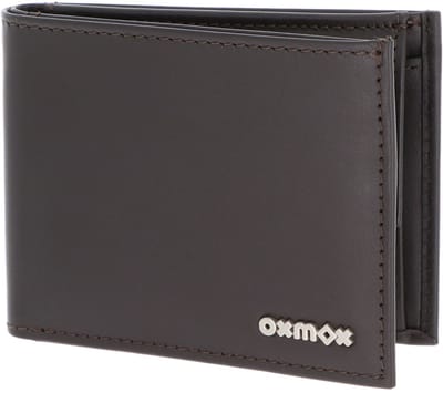 oxmox Leren portemonnee Leather RFID Protect Pocketbörse Pure 2.0 Metal Square Brown donkerbruin