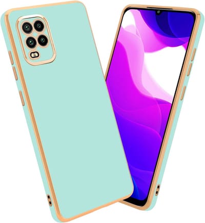 Cadorabo Hoesje geschikt voor Xiaomi Mi 10 LITE in Glossy Mintgroen - Goud - Beschermhoes Case Cover van flexibel TPU-silicone en met camerabescherming