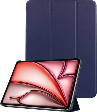 Hoes - Geschikt voor Apple iPad Air (2024/2025/2026) - 11 inch - Dun & Stevig - Trifold Bookcase - Hard Cover - Hardcover Book Case - Tablet Hoesje - Donkerblauw