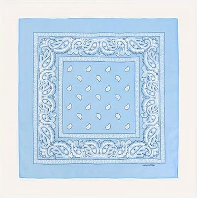 Bandana - Paisley - Boeren zakdoek - Vierkante sjaal - 54x54 cm - Hoofdband - Carnaval accessoire - Cowboy zakdoek - HipHop - 100% katoen - Lichtblauw - Jonyx