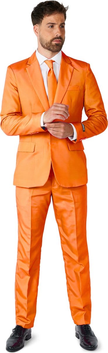Suitmeister Orange - Heren Pak - Carnavalskleding - Koningsdag - WK Voetbal - Nederland - Oranje - Maat S