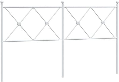 Hoofdbord Metaal - Bedonderdeel - Slaapkamer Decoratie - Klassiek Trendy Design - 150cm Breed - Wit