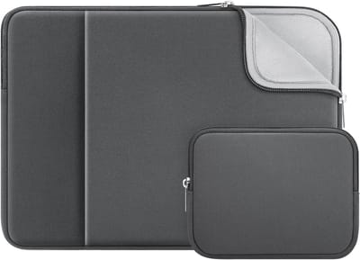 13 Inch Laptop Beschermhoes met Voorvak en Accessoires Tas - Geschikt voor 13.3 Inch MacBook Air, Pro en Chromebook - Grijs, Geüpdatete Versie