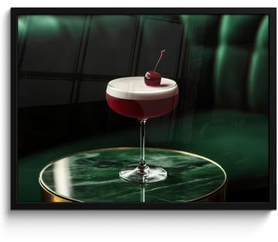 Fotolijst inclusief poster - Posterlijst 70x50 cm - Posters - Kers - Cocktail - Rood - Marmer - Foto in lijst - Keuken decoratie muur - Wanddecoratie accessoires - Muurdecoratie - Schilderijen