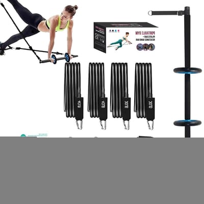 Pilates Bar Set - Fitness Stok - Thuis Training - Afneembare Ab Rollers - 120 cm - Grijs