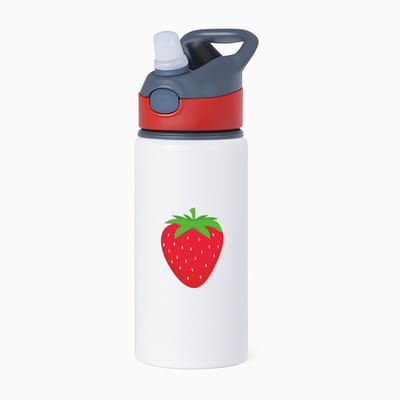 Hacebo® - Aardbeien waterfles met rietje rood - Fruitschaal - Fruit liefhebbers - Aardbei - vrucht - gezond eten - fruit - water fles - 650ML