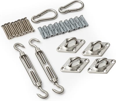 Schaduwdoek bevestigingsset - Zonwering ophanging karabijnhaak spanslot oogplaten fixeerset - eenvoudige montage bevestigingsset opbouwset accessoire