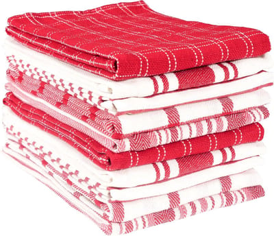 Keukendoeken Set - Theedoeken Katoen - Keukenwerk - Zeer Absorberend - 10 Stuks - Rood