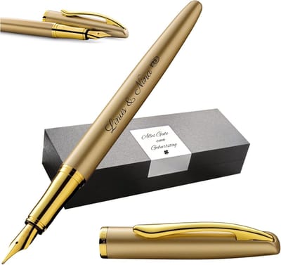 Elegante Vulpen - Schrijfinstrument Metaal - Persoonlijk Cadeau - Gravure Mogelijk - Medium Veer - Zilver