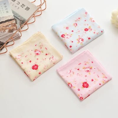3/6 Stuks Dames Pure Katoen Bedrukte Zakdoek Elegant Zacht En Comfortabel Oost-China Zomer Dun Absorberend Handdoekje 43cm beige