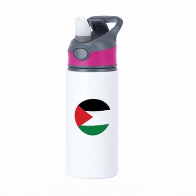 Hacebo® - Palestina vlag waterfles met rietje roze - Palestina - mensen die liefde willen geven aan Palestina - degene die van Palestina houden - supporten - oorlog - verjaardagscadeautje - gift - geschenk - kado - water fles - 650ML