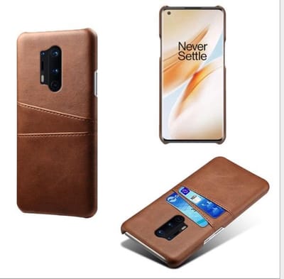 Back Cover met Opbergvakjes + PMMA Screenprotector voor OnePlus 8 Pro _ Donkerbruin