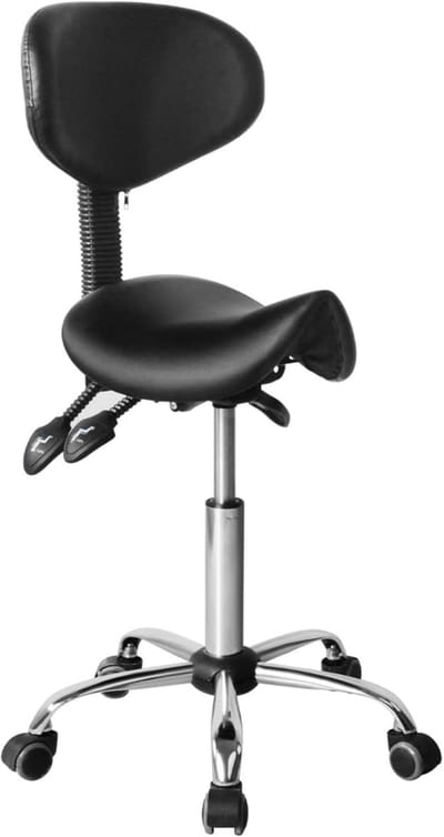 Saddle stool ergonomic - barber stool - tabouret - height adjustable - backrest tiltable and adjustable