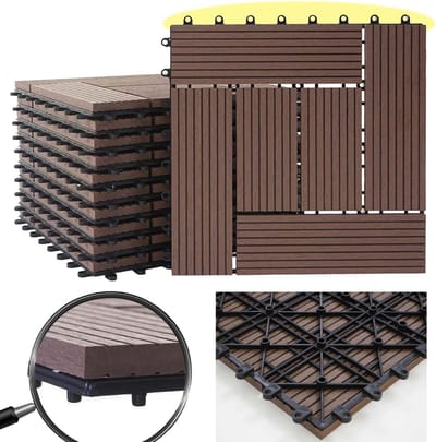 Cosmo Casa WPC Vloertegel - Houtlook - Balkon/Terras - 11x elk 30x30cm = 1m² - Premium - Koffie Offset