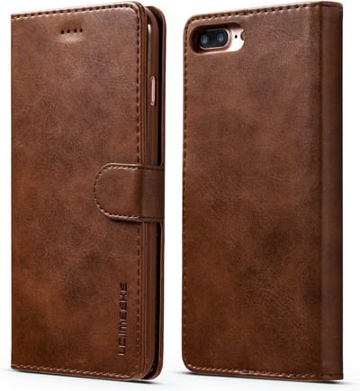 LC.IMEEKE Hoesje - Geschikt voor iPhone SE (2022/2020), iPhone 8 / 7 Hoesje - LC.IMEEKE Luxe Book Case - Donkerbruin