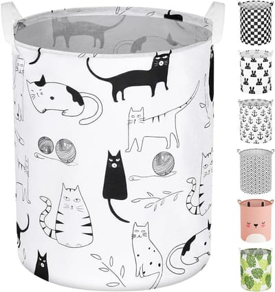 Vouwbare Wasmand van Tarpaulin, Grote Waterdichte Ronde Opbergmand met Handvatten, 40 x 50 CM, Ideaal voor Wasgoed en Huishoudelijke Opberging