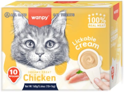 Wanpy - likbare crème in lepel - Kip - 10 stuks - Kattensnack