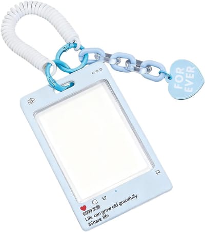 Kaarthouder Sleutelhanger - Foto Kaart Beschermer - Veilig Kaarten Bewaren - Hartvormige Hanger - 6.5 x 10.5 cm - Blauw