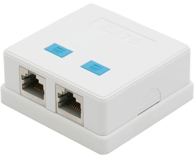 RJ45 Wandcontactdoos Dubbel – Cat6 FTP – 8P8C – Opbouw – Netwerkaansluiting – Wit - 1 Stuks [05397B]