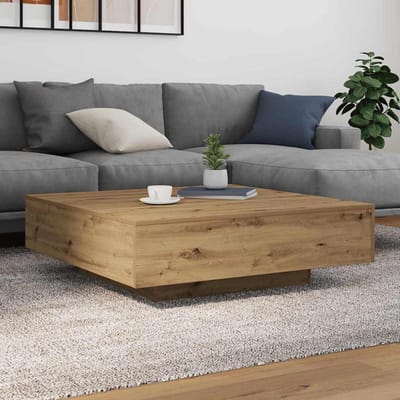 vidaXL - Salontafel - met - LED - Stripverlichting - Artisanaal - eiken