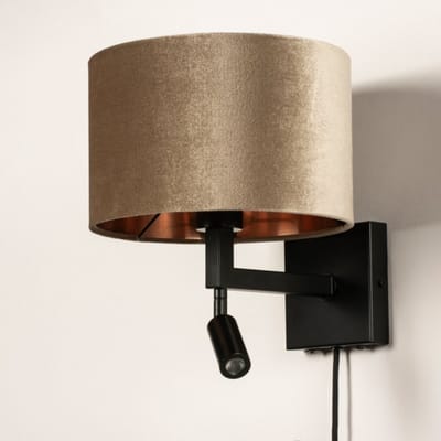 Lumidora Wandlamp 31428 - Voor binnen - SIENA - 2 Lichts - Ingebouwd LED - 1.0 Watt - 100 Lumen - 2700 Kelvin - Zwart - Taupe - Metaal